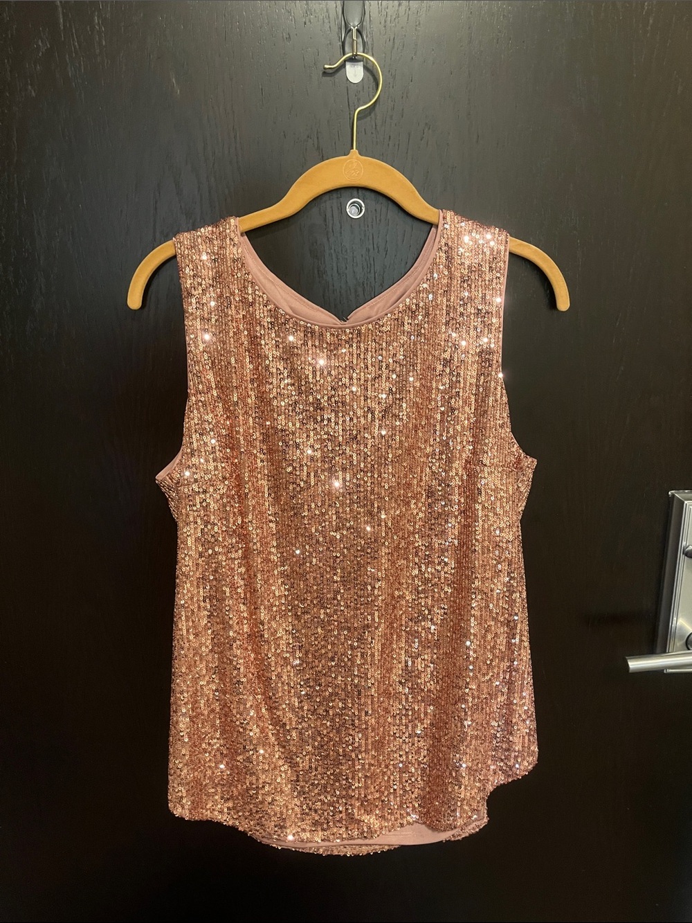 DKNY Rose Gold Sequin Sleeveless Top